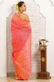 Pink Orange Golden Booti Soft Silk Banarasi Saree