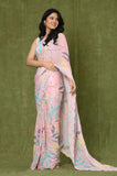 Pink Printed Chinon Saree