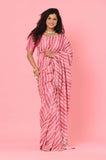 Pink Russian Silk Lehariya Designer Saree