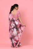 Pink Satin Printed Saree