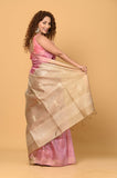 Pink Sequins Pure Tussar Saree