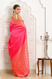 Pink Soft Silk Banarasi Saree With Jaal Border