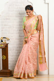 Pink Square Pattern Banarasi Saree