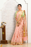 Pink Square Pattern Banarasi Saree