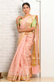 Pink Square Pattern Banarasi Saree