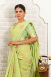 Pista Cotton Silk Banarasi Saree