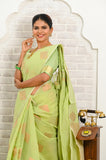 Pista Cotton Silk Banarasi Saree