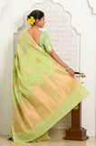 Pista Cotton Silk Banarasi Saree