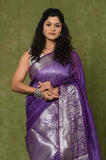 Purple Banarasi Linen Saree