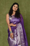 Purple Banarasi Linen Saree