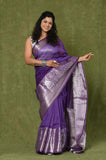 Purple Banarasi Linen Saree