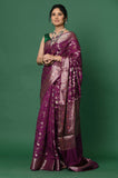 Purple Chinia Silk Banarasi Saree