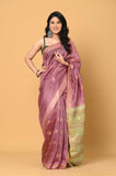 Purple Green Tussar Saree