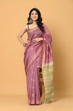 Purple Green Tussar Saree