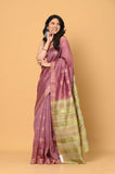 Purple Green Tussar Saree