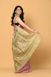 Purple Green Tussar Saree