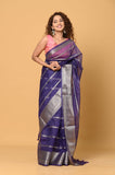 Purple Kora Saree with Stripes