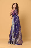 Purple Kora Saree with Stripes