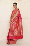 Rani Handwoven Katan Silk Banarasi Saree With Double Border