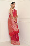 Rani Handwoven Katan Silk Banarasi Saree With Double Border