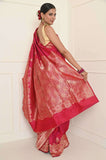 Rani Handwoven Katan Silk Banarasi Saree With Double Border