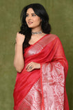 Red Banarasi Linen Saree