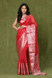 Red Banarasi Linen Saree