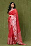 Red Banarasi Linen Saree