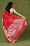 Red Banarasi Linen Saree