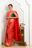 Red Golden Booti Soft Silk Banarasi Saree