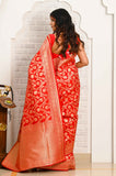 Red Jaal Work Soft Silk Banarasi Saree