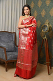 Red Meena Border Chinia Silk Banarasi Saree