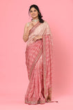 Red Shaded Russian Silk Designer Saree