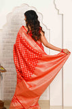 Red Soft Silk Banarasi Saree With Jaal border