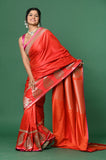 Red Soft Silk Banarasi Saree with Big Border