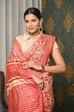 Red Pure Tussar Ghicha Printed Saree