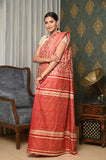 Red Pure Tussar Ghicha Printed Saree