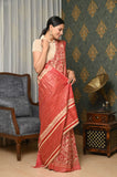 Red Pure Tussar Ghicha Printed Saree