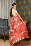 Red Pure Tussar Ghicha Printed Saree