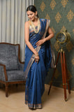 Royal Blue Cotton Silk Banarasi Saree