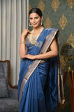 Royal Blue Cotton Silk Banarasi Saree