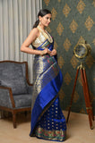 Royal Blue Dupion Silk Banarasi Saree