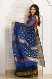 Royal Blue Pure Silk Handwoven Chanderi Saree With Nakshi Booti