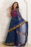 Royal Blue Pure Silk Handwoven Chanderi Saree With Nakshi Booti