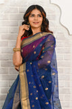 Royal Blue Pure Silk Handwoven Chanderi Saree With Nakshi Booti