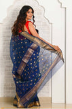 Royal Blue Pure Silk Handwoven Chanderi Saree With Nakshi Booti