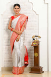 SIlver Handwoven Katan Silk Valkalam Banarasi Saree