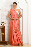 Salmon Colour Cut Work Pure Tussar Saree