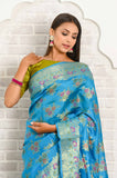 Sky Blue Dupion Silk Banarasi Saree