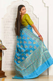 Sky Blue Dupion Silk Banarasi Saree